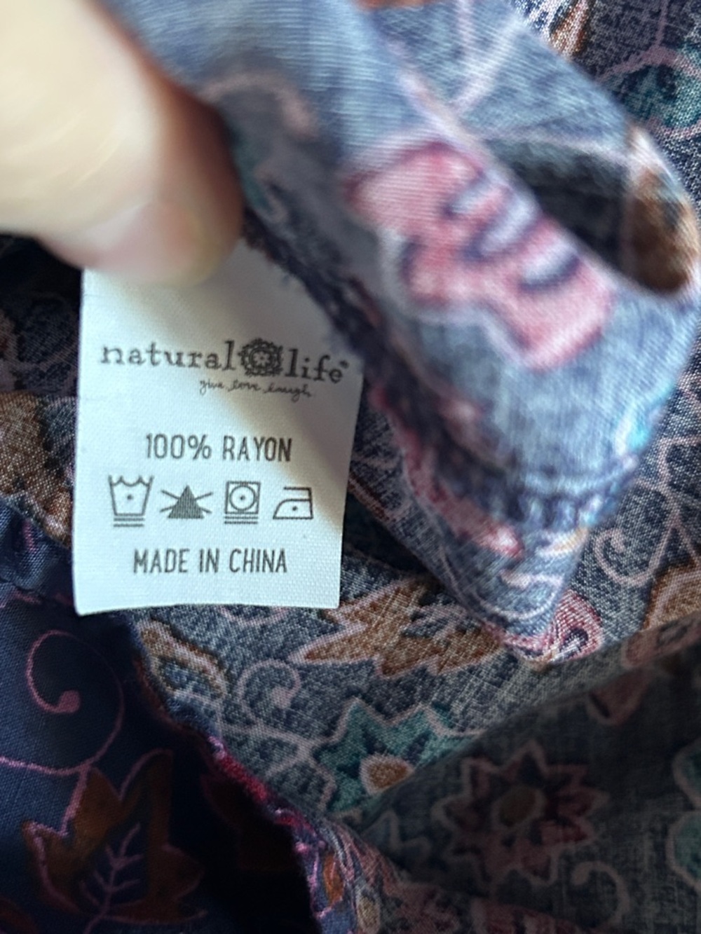 NATURAL LIFE Purple Floral Peasant Top with Rust & Teal Accents - Picture 2 of 2